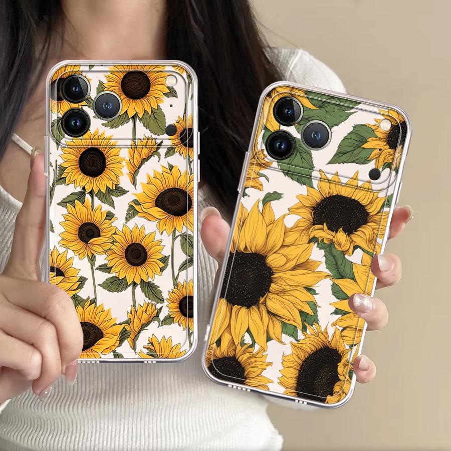 Apple Iphone 15 Pro Max - Coque transparente à motif tournesol mignon