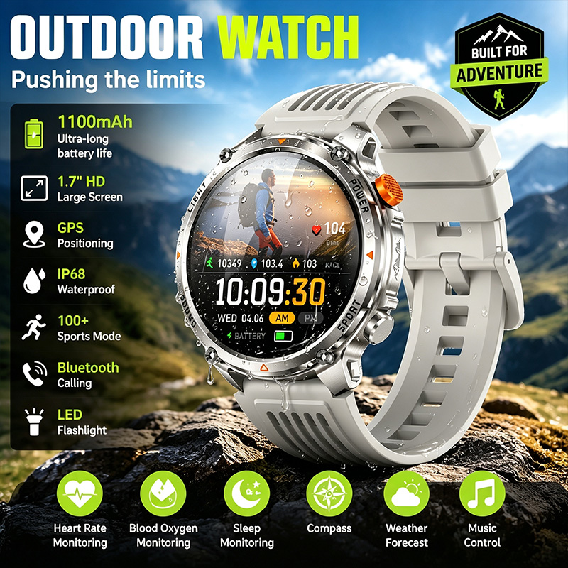 Breath Rate Monitor - Montre connectée avec appels sans fil,